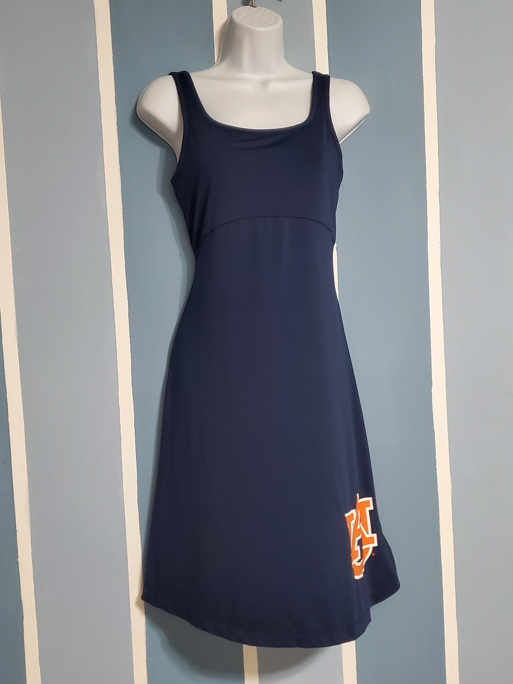 Columbia Navy Sleeveless Scoop-Neck Midi Dress with Orange Logo Accent